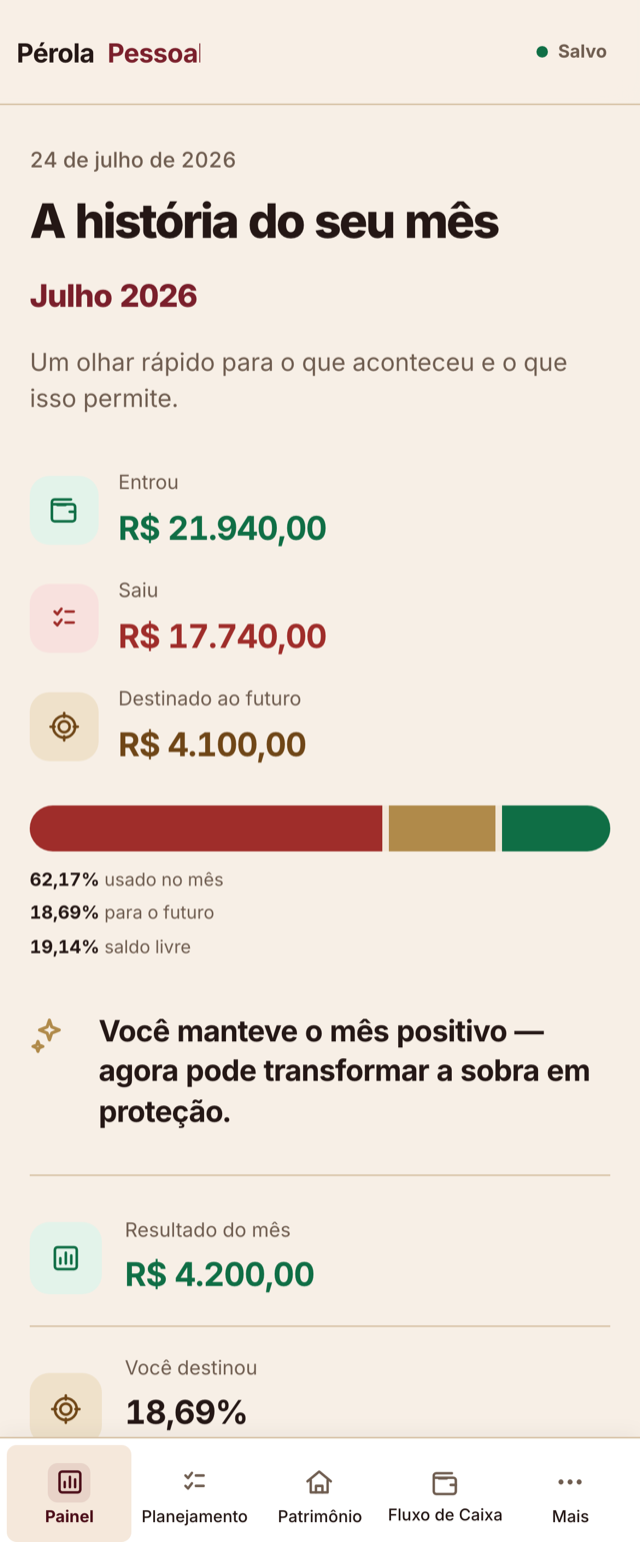 Pérola Pessoal no celular — Painel